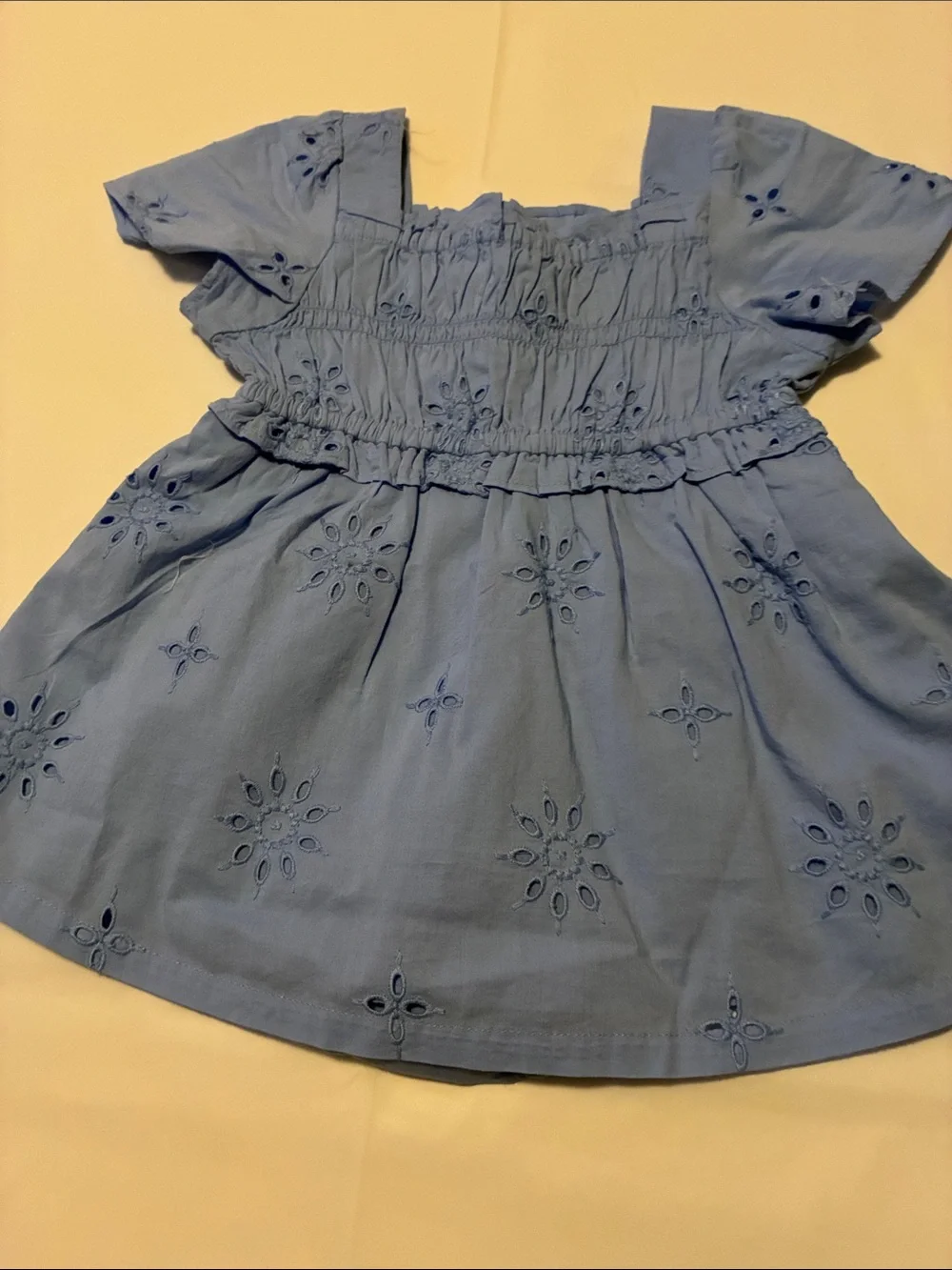 Crewcuts Sky Blue Eyelet Smocked Dress